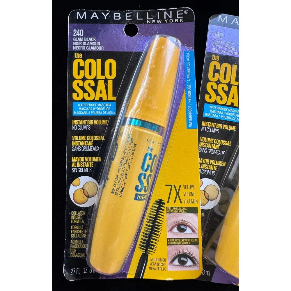 Maybelline The Colossal Waterproof Mascara 240 Glam Black 2 Pack New Sealed